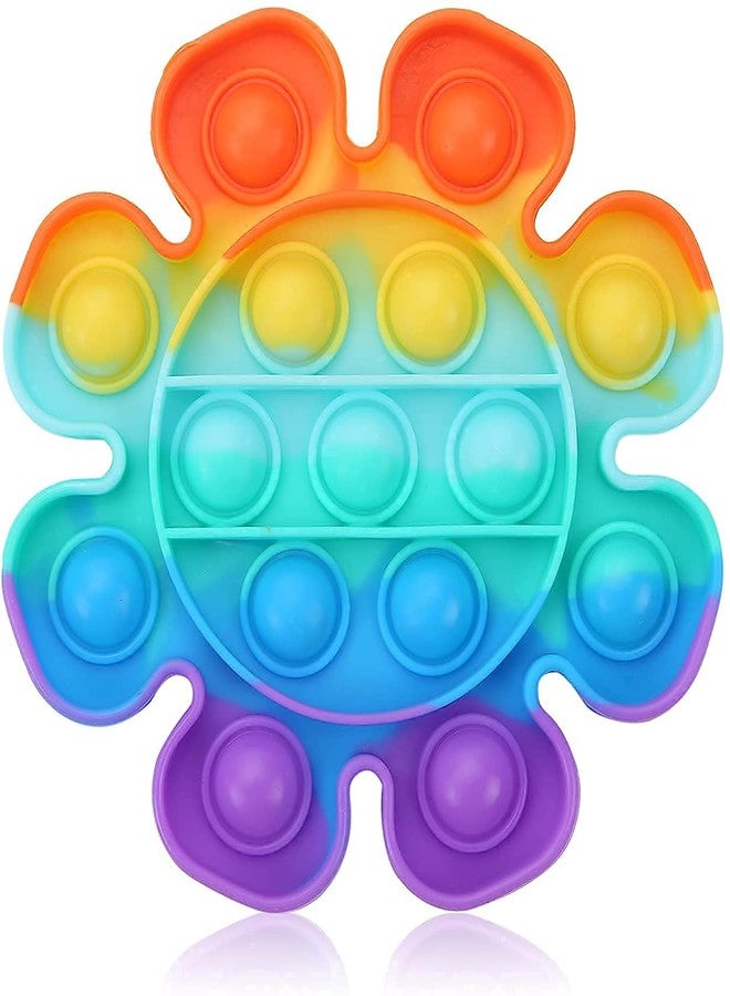 WOTOFY لعبة WOTOFY Pop it الحسية، لعبة سيليكون لفرقعة الفقاعات، لتخفيف القلق والتوتر، مواد تعليمية للأطفال والمراهقين والبالغين (زهرة قوس قزح) - Image 1